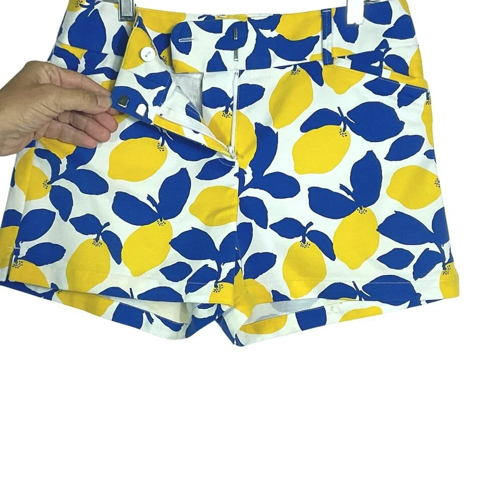 LOFT Riviera Shorts Lemon Print, size 2, cotton/rayon/spandex, Pockets